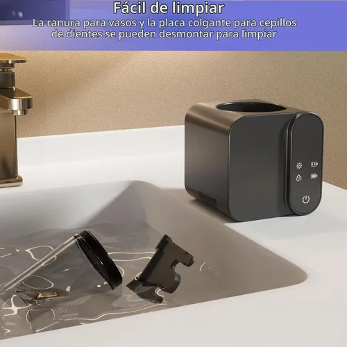 Vista 4 de Soporte para cepillos de dientes montado en la pared, soporte eléctrico para cepillos de dientes con secado y limpieza inteligente, soporte