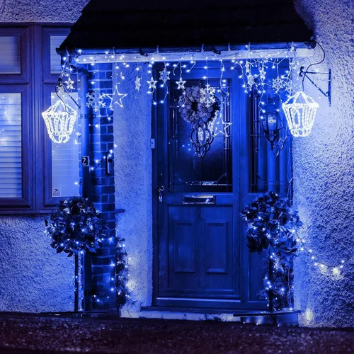 Vista 3 de HSicily Luces de Hadas Enchufables, 8 Modos 33 pies 100 LED Luces de Cadena USB con Adaptador Control Remoto Temporizador Luces Azules Centelleantes