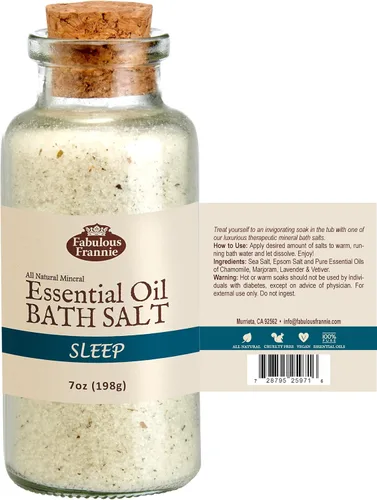 Vista 2 de Fabulous Frannie Sleep Therapeuic - Sal mineral de baño aceites esenciales puros (lavanda, mejorana, vetiver y manzanilla) 7 onzas (paquete de 1)