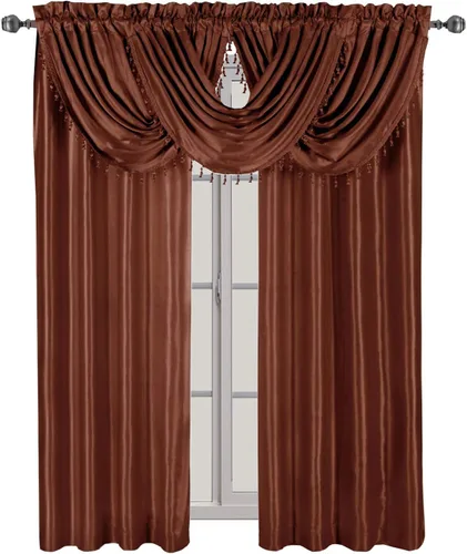 Vista 2 de sheetsnthings Soho - Juego de 5 piezas de tratamiento de ventana con bolsillo para barra, 2 paneles (108 pulgadas de largo) y 3 cenefas de cascada