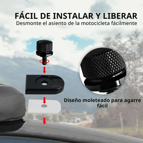Vista 3 de Cromo plateado para perno de asiento Harley Perno/tornillo de acero inoxidable con cubierta de perilla de montaje Compatible con Harley-Davidson