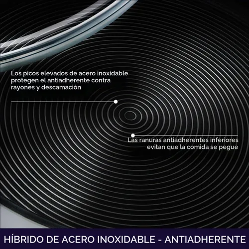 Vista 4 de Circulon Juego de sartén/sartén de acero inoxidable con tecnología SteelShield Hybrid inoxidable y antiadherente