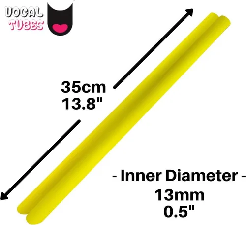 Vista 5 de Yellow Vocal Tubes para terapia del habla y canto - Pajitas de terapia para la salud vocal - Juego de 2 tubos de silicona para terapia de voz