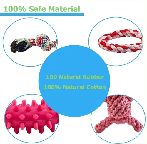 Vista 6 de Juguetes masticables para perros pequeños a medianos – Paquete de 10 juguetes resistentes para perros, juguete interactivo de dentición de cuerda