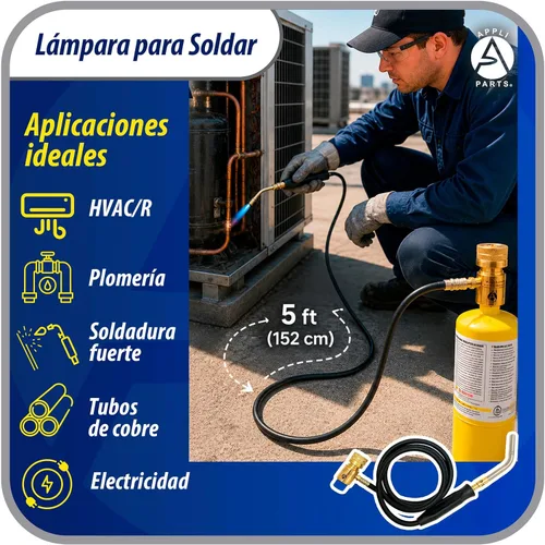 Vista 4 de Appli Parts APHT-3W Soplete de Mano de Una Hornilla con Manguera de 5 pies y Mango para Soldadura, Soldadura Fuerte y Soldadura con Latón