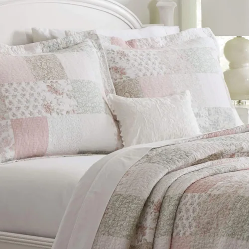 Vista 3 de Laura Ashley - Juego de edredón individual, ropa de cama reversible de algodón con funda a juego, decoración del hogar inspirada en parches