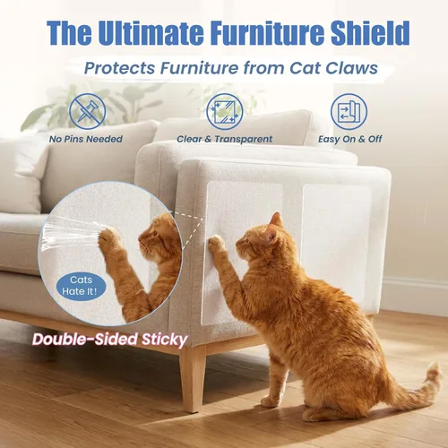 Vista 8 de 24 protectores de muebles de arañazos para gatos, protectores de sofá de doble cara para proteger los arañazos de las garras de los gatos, hojas