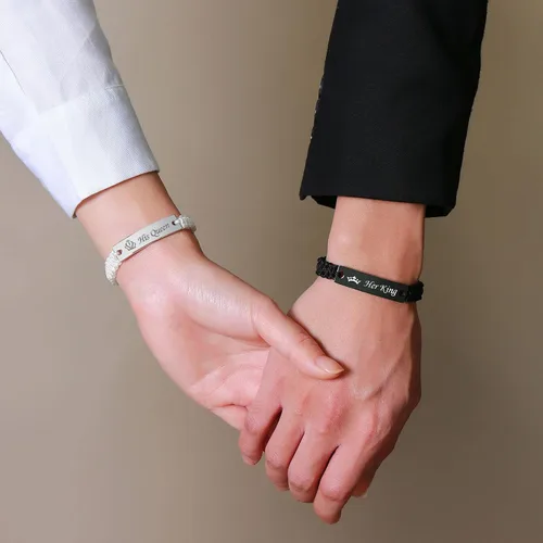 Vista 4 de VNOX Juego de 2, 3, 4, 5 pulseras de cuerda trenzada hechas a mano para dama de honor, pareja
