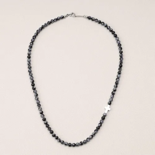 Vista 5 de GAVU Collar de cruz con cuentas de cristal de 0.236in para hombre