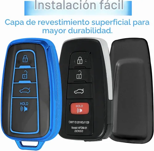 Vista 4 de Kirsnda - Funda para llavero compatible con Toyota, funda de protección de Azul