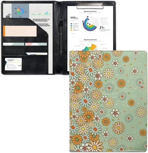 Vista 25 de Flashideas Organizador de padfolio de flores azules y rosadas, carpeta de negocios, carpeta de negocios, organizador de documentos para entrevista