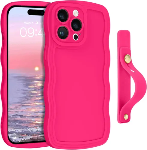 Vista 33 de GUAGUA Funda para iPhone SE 2022/2020, Funda para Teléfono iPhone 7/8 Diseño Lindo de Forma de Onda Rizada TPU Suave con Correa de Muñeca Soporte