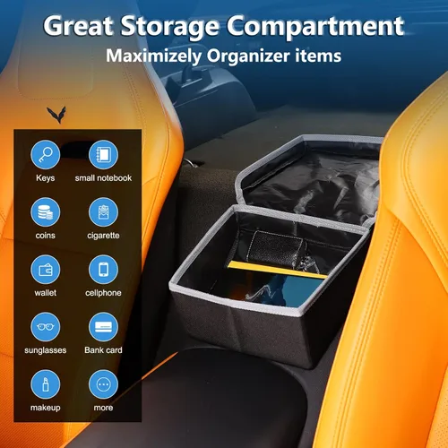 Vista 5 de Sekhyna Caja de almacenamiento de control central para automóvil compatible con Chevrolet Corvette C7 2014-2019, caja organizadora de asiento