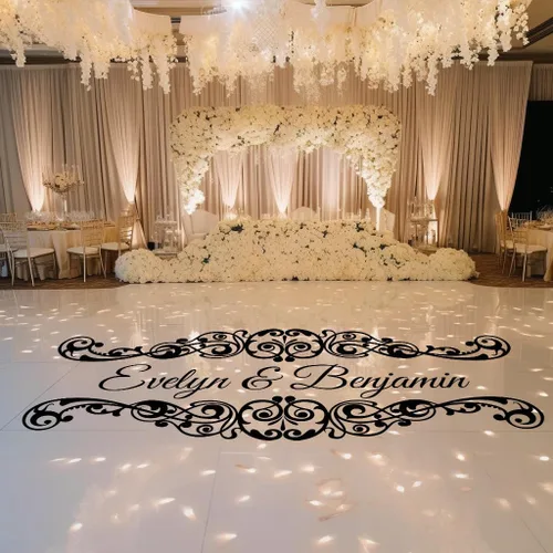 Vista 3 de Calcomanía de vinilo personalizable con nombre para sala de baile de boda, calcomanía de vinilo para recepción de piso y pared, calcomanías