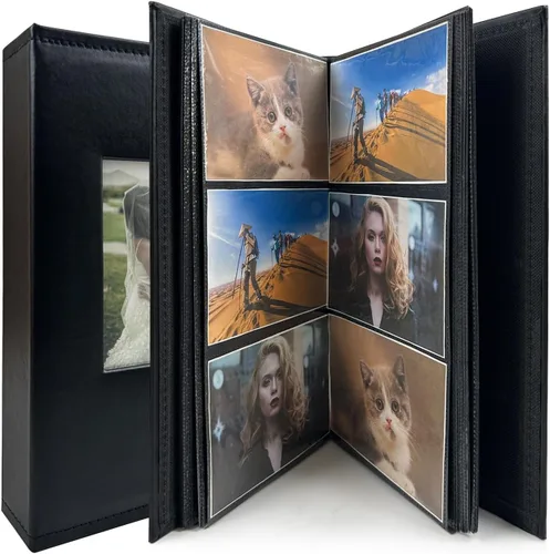 Vista 5 de Álbum de fotos de 4 x 6 pulgadas para 300 fotos, cubierta de piel sintética para álbumes de bodas, álbumes de fotos familiares, bolsillo