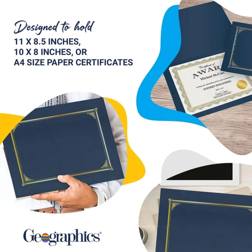 Vista 4 de Classic Linen - Fundas para certificadodocumento, 12.5 x 9.75 pulgadas, azul marino (paquete de 6)