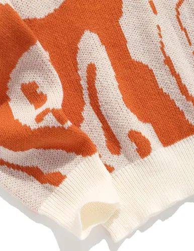 Vista 60 de ZAFUL Y2K - Suéter casual con estampado de llama estética para hombre, suéter de punto holgado, manga larga, cuello redondo