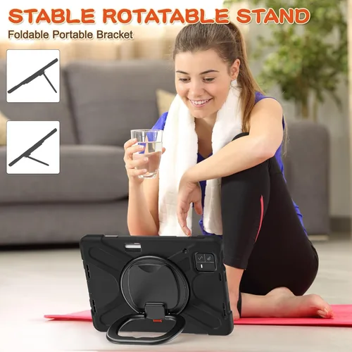 Vista 3 de Funda resistente para tablet, funda protectora multifunción con mango giratorio de 360 grados, correa de hombro extraíble para Mi Pad 6 6 Pro