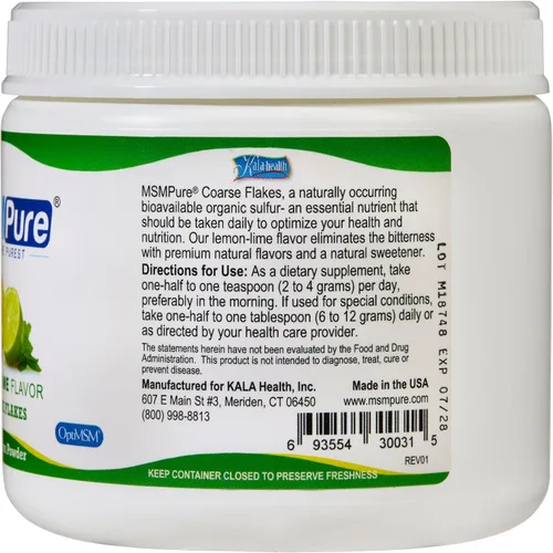 Vista 4 de KALA HEALTH MSMPure - Copos gruesos con sabor a lima limón de 8.8 onzas y paquete de gel MSM de 8 onzas
