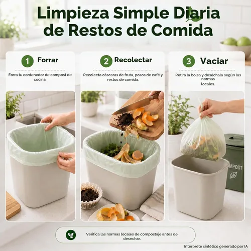 Vista 2 de 30 bolsas de basura compostables de 6 galones para residuos de alimentos