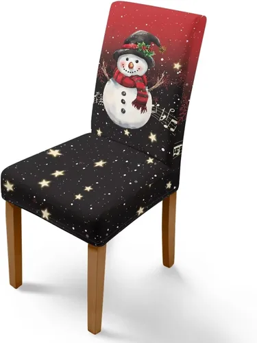 Vista 121 de Rnyleeg Fundas navideñas para sillas de comedor, fundas de asiento de comedor con estampado de campanas brillantes, juego de 1 funda suave y lavable