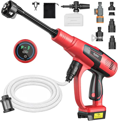 Vista 11 de Ecarke Herramienta de limpieza inalámbrica para automóvil compatible con baterías DeWalt de 20 V, herramienta de limpieza manual de 1200 PSI Amarillo