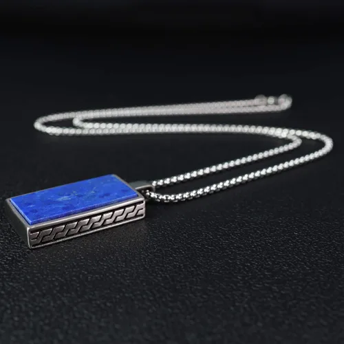 Vista 4 de COAI Collar con colgante de piedra rectangular para hombre