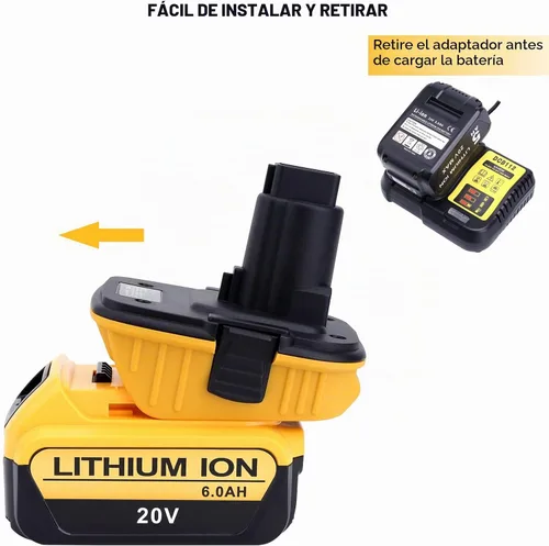 Vista 5 de Paquete de 2 adaptadores de batería DCA1820 compatibles con herramientas Dewalt de 18 V, compatible con adaptador De-Walt de 18 V a 20 V, convierte