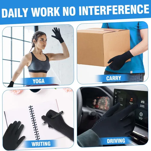 Vista 6 de 2 pares de guantes de artritis para mujeres para el dolor, guantes de compresión para mujeres y hombres para túnel carpiano, guantes de cobre