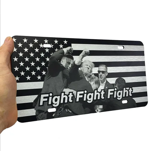 Vista 58 de JASS GRAPHIX Placa de matrícula personalizada con la bandera estadounidense de línea amarilla, homenaje personalizado a despachadores y operadores