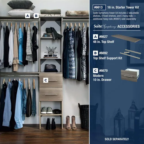 Vista 3 de ClosetMaid SuiteSymphony - Cajón de madera para armario, accesorio para complementar, estilo moderno, para almacenamiento, armario, ropa