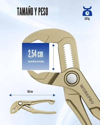 Vista 2 de WORKPRO Mini alicates para bomba de agua, alicates de junta de ranura de 4 pulgadas, alicates de lengüeta y ranura ajustables rápidamente