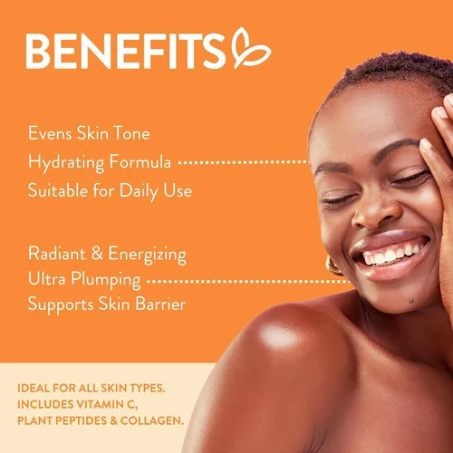 Vista 2 de By Nature Gel hidratante facial – 10% vitamina C + péptido de colágeno hidratante para cara y cuello – Energiza e hidrata la piel opaca + manchas