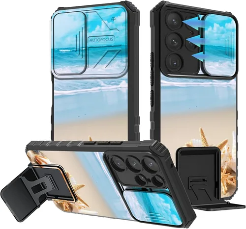 Vista 35 de Funda para Samsung Galaxy A13 5G/4G/A04S, Galaxy A13 5G con cubierta de cámara deslizante, funda de doble capa integrada con función atril