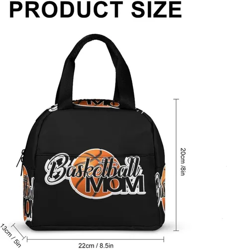 Vista 2 de Lonchera de baloncesto para mamá para mujeres y hombres, bolsa de almuerzo aislada, reutilizable, bolsa de almuerzo