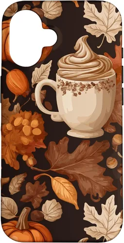 Vista 32 de Warm Autumn Stylish Coffee Cup Design - Fall Leaves Pattern Case for iPhone 17