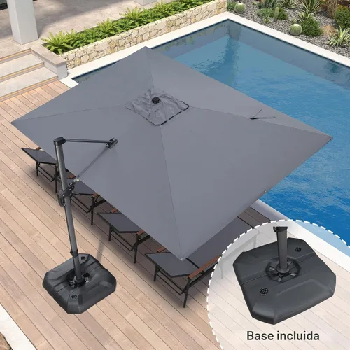 Vista 561 de PURPLE LEAF Paraguas al aire libre con base 8' x 8' protección solar verde Manzana Verde (Apple Green)