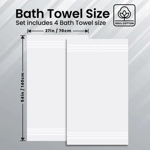 Vista 3 de Infinitee Xclusives Toallas de baño 100% de algodón hilado en anillo para Blanco brillante