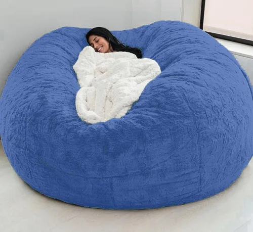 Vista 15 de Funda para silla tipo puf de piel gigante para niños y adultos, (sin relleno), muebles de sala de estar, grande, redondo, suave, esponjoso, de piel