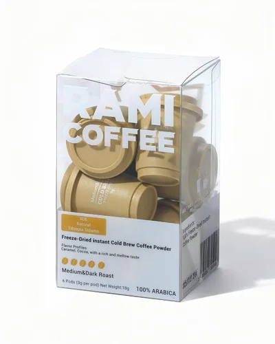 Vista 11 de Rami Coffee Café en polvo instantáneo liofilizado en frío, tostado medio oscuro, 100% arábica, 6 paquetes individuales portátiles para el hogar