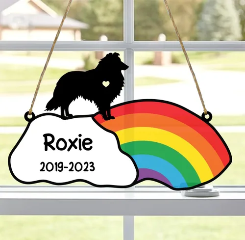 Vista 110 de LOVELYPOD Rainbow Bridge - Regalos conmemorativos para mascotas, regalos conmemorativos para perros afganos por pérdida de sabueso afgano, regalo