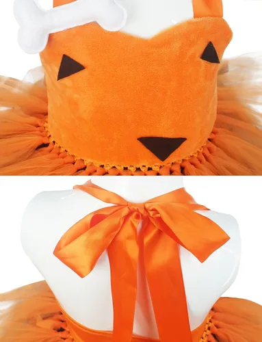 Vista 3 de Vestido de disfraz de Halloween para niñas, tutú de tul de princesa, vestido de cosplay para fiesta de cumpleaños con diadema