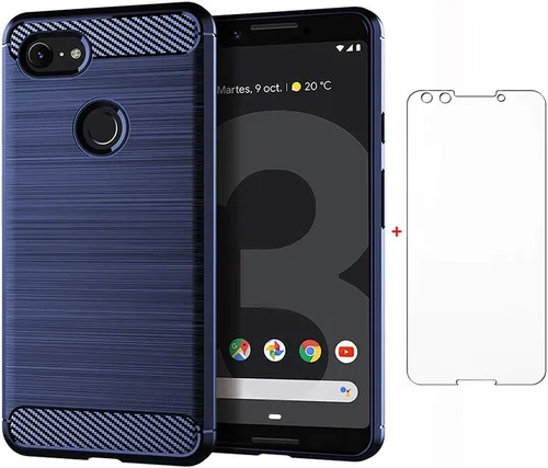 Vista 8 de Funda de teléfono para Google Pixel 3 con protector de pantalla de vidrio templado, accesorios para celda, delgada, cuerpo completo, goma
