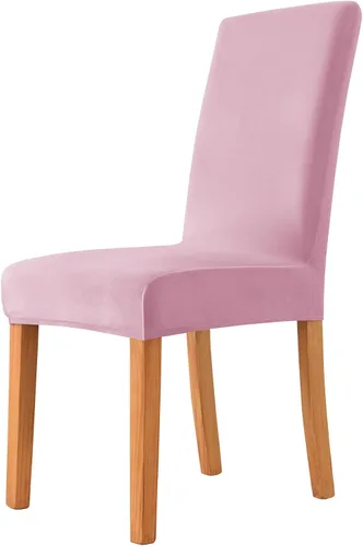 Vista 20 de Fundas elásticas para sillas de comedor, fundas protectoras de asiento extraíbles de terciopelo suave para silla Parson (2, beige)