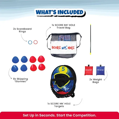 Vista 6 de SKIP NN' HOLE Stonne Skipping Meets Pool Cornhole Game - para todas las edades
