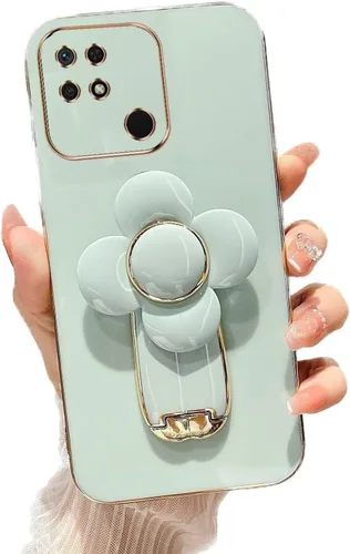Vista 90 de Miagon - Funda con soporte para Xiaomi Redmi A1, galvanizado suave TPU protector delgado a prueba de golpes con molinete giratorio soporte de flores
