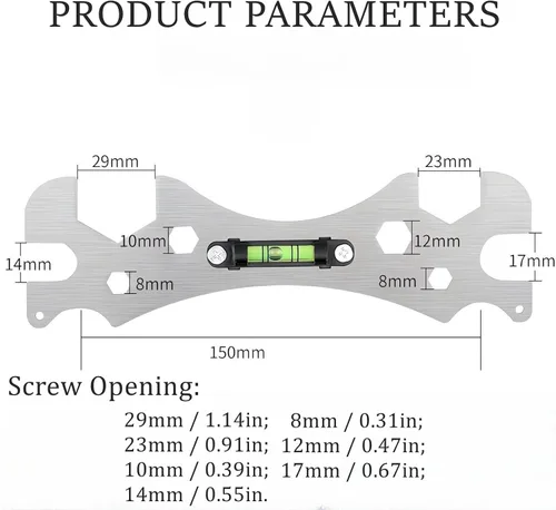 Vista 2 de Jiawu Llave de grifo, llave multifuncional para conexiones de manguera de grifos, llave universal de tuerca con nivel de burbuja, llave de tubo