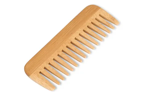 Vista 3 de Mnixy Peine desenredante de pelo de bambú de dientes anchos, sin mango, antiestático, para cabello largo