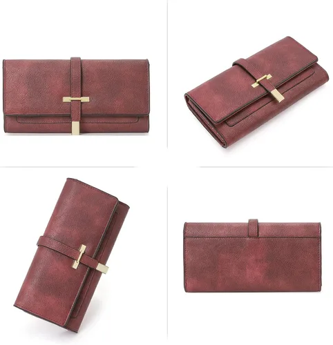 Vista 6 de CLUCI Cartera de cuero para mujer, diseño delgado, triple, tarjetero para tarjetas de crédito, Classic
