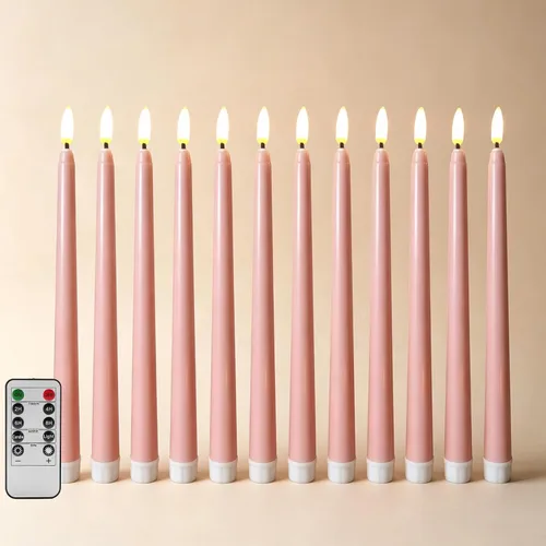 Vista 11 de Velas cónicas sin llama negras con control remoto, velas LED parpadeantes que funcionan con pilas, juego de 6 Nuevo Negro